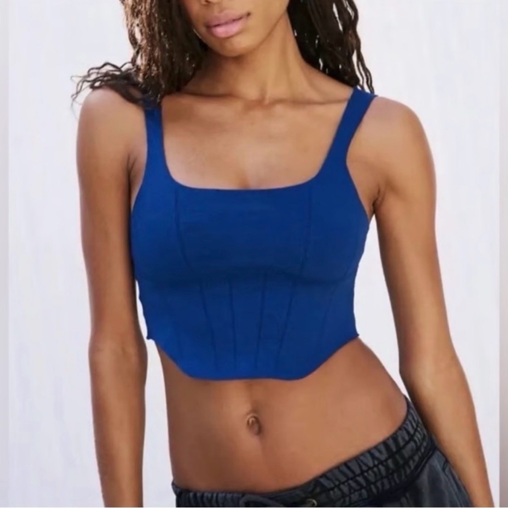 Free People Movement Strong Core Corset Crop Top in Blue